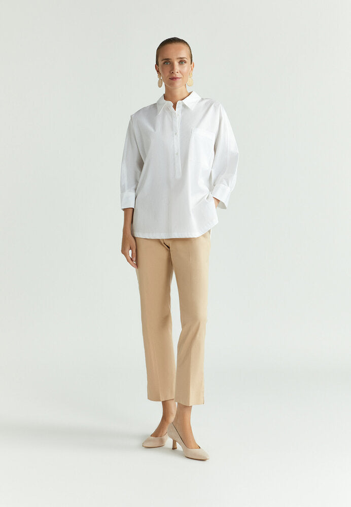 Chemisier oversize en coton blanc Hatida Xandres