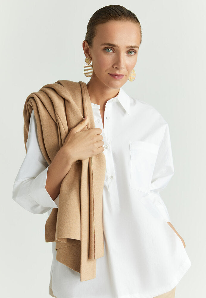 Chemisier oversize en coton blanc Hatida Xandres