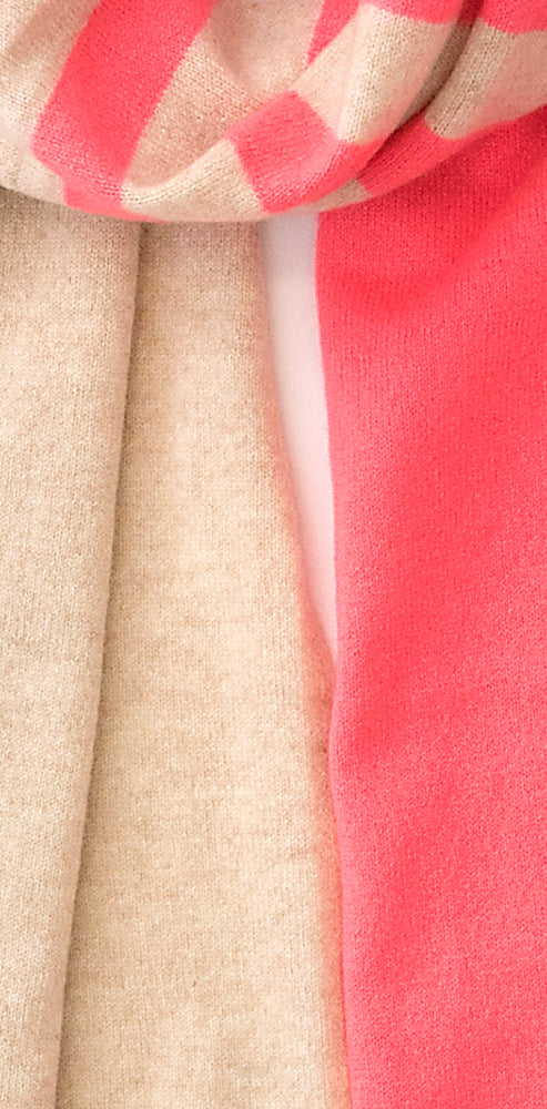 Écharpe rayée fuchsia en cachemire Kanoa Xandres