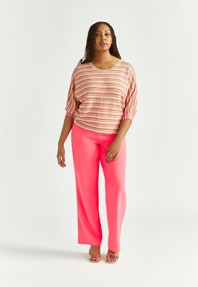 Pull rose saumon à rayures multicolores Gaboni Xandres