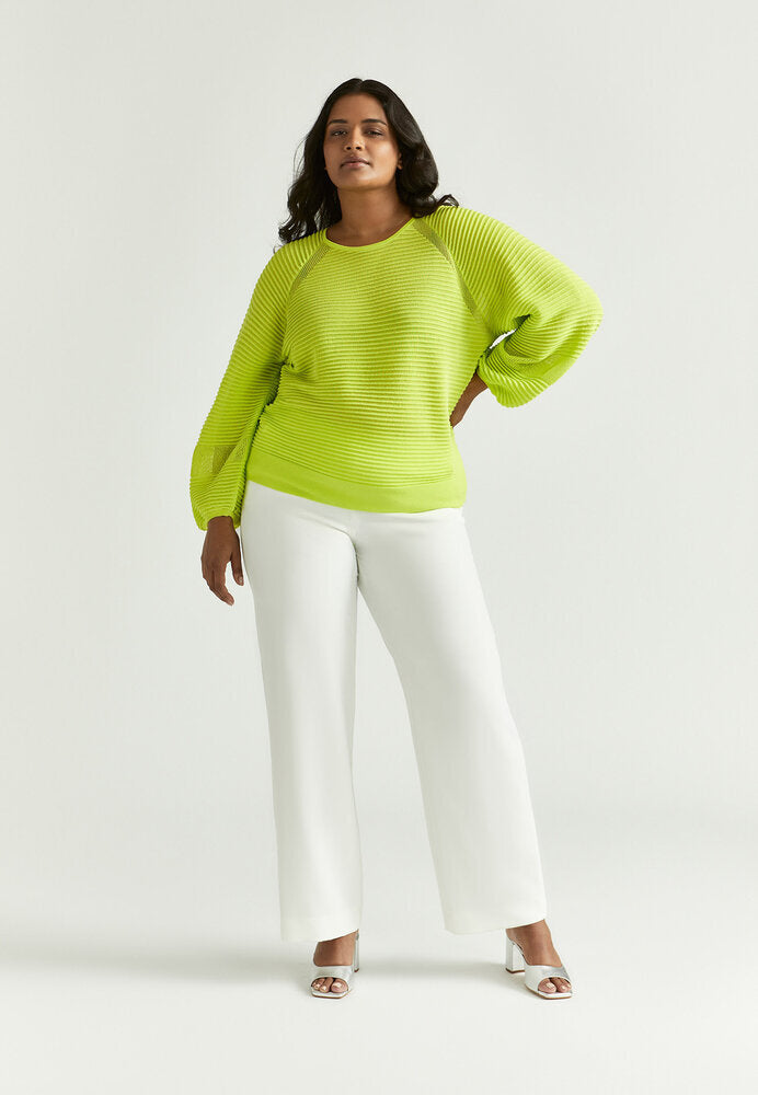 Pull jaune fluo à col rond et manches longues Assana Xandres