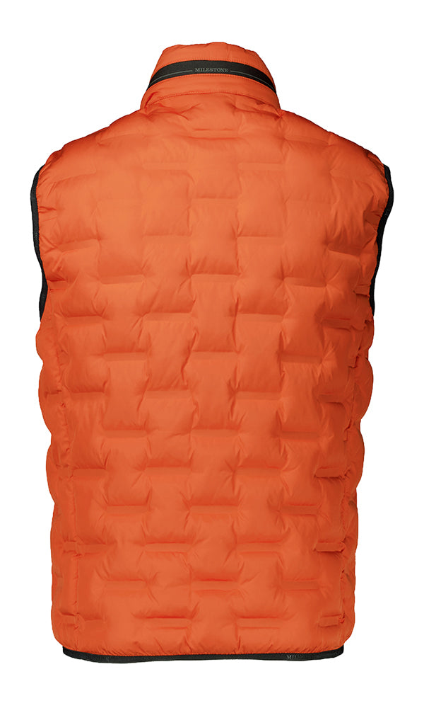 Gilet sans manches orange matelassé avec détails noirs Malcom Milestone