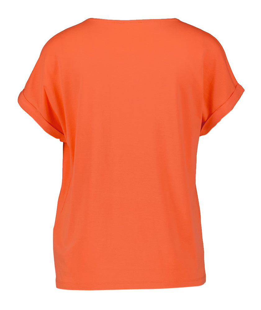 T-shirt orange avec strass sur la poche poitrine, signé Gerry Weber
