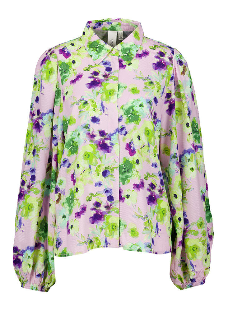 Blouse lilas imprimé fleuri multicolore Yasasina YAS