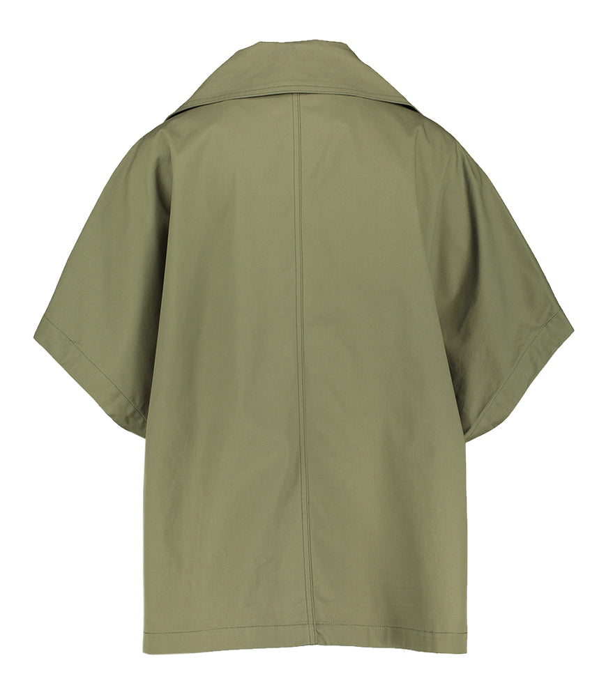 Kaki groene oversized mouwloze trenchcoat Elin Alter Ego