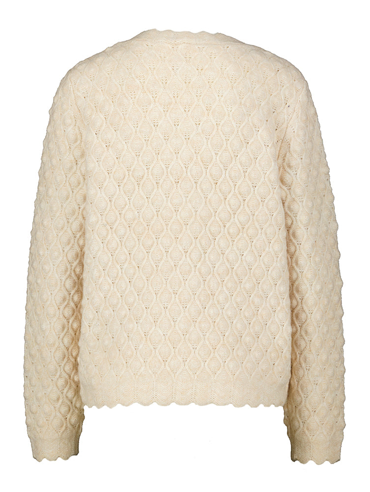 Beige gebreide trui met parel knopen Yasbubble Y.A.S