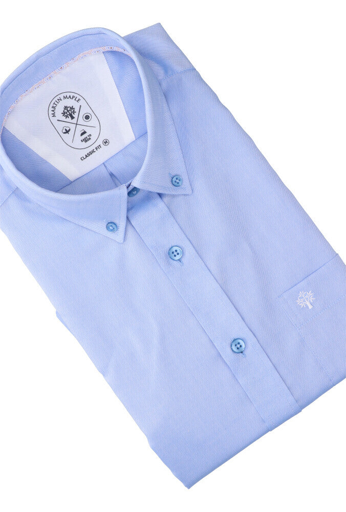 Lichtblauw katoenen hemd (regular fit) met korte mouwen Martin Maple
