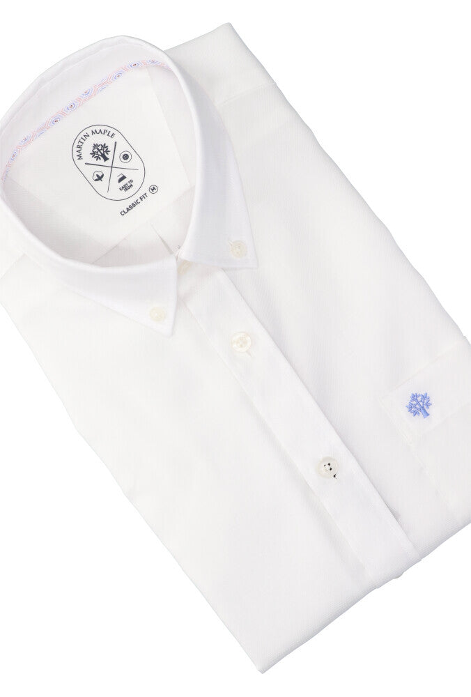 Chemise en coton blanc à ourlet (coupe classique) et manches courtes Martin Maple