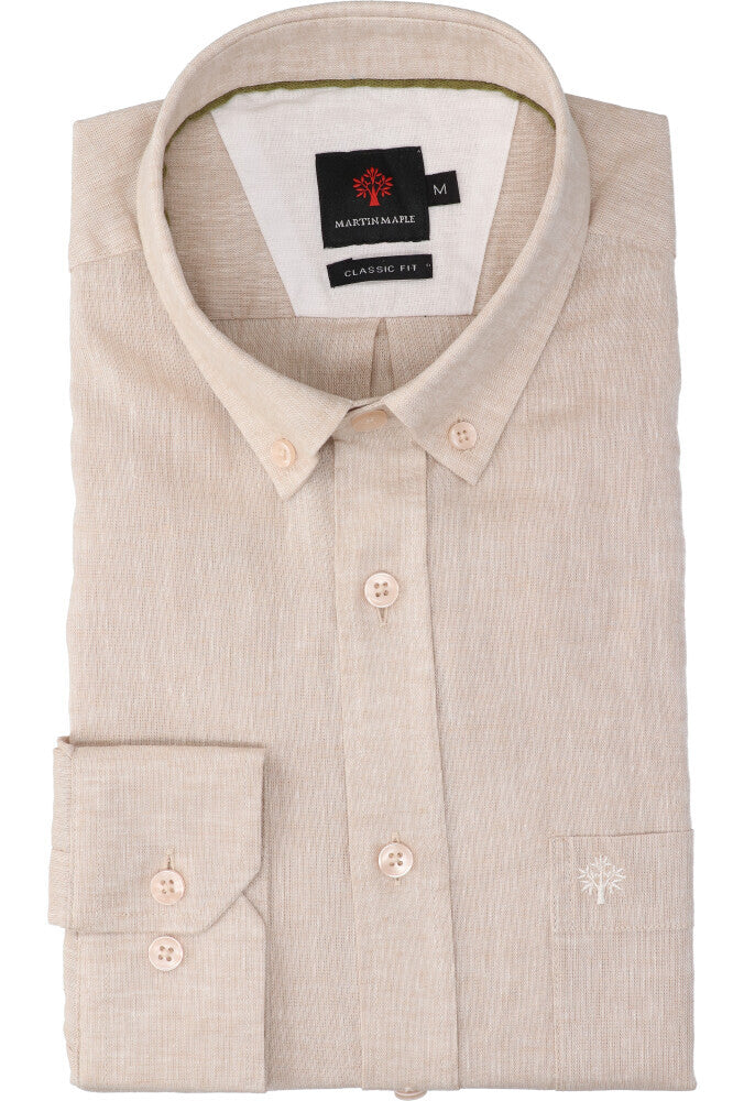 Chemise en lin beige (coupe classique) à manches longues Martin Maple