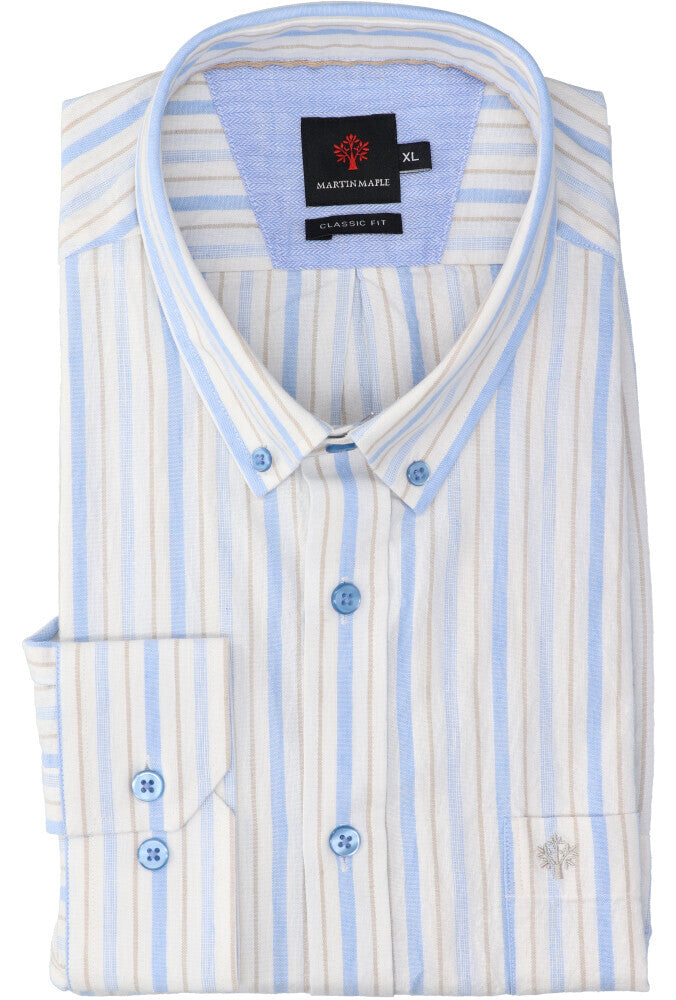Mulitcolor gestreept katoenen hemd (regular fit) met lange mouwen Martin Mapple