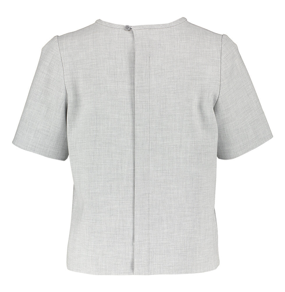 Chemisier gris clair à col rond et manches trois-quarts Bellada Furore