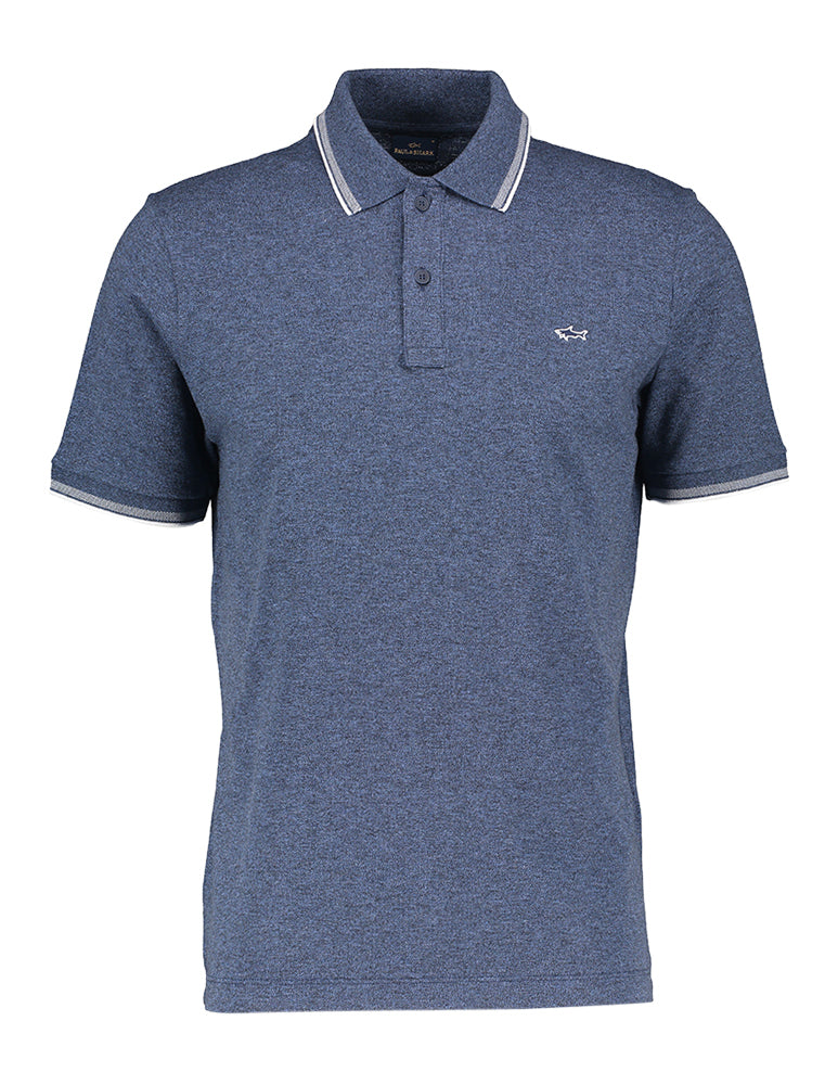 Jeansblauwe polo met korte mouwen Paul&Shark