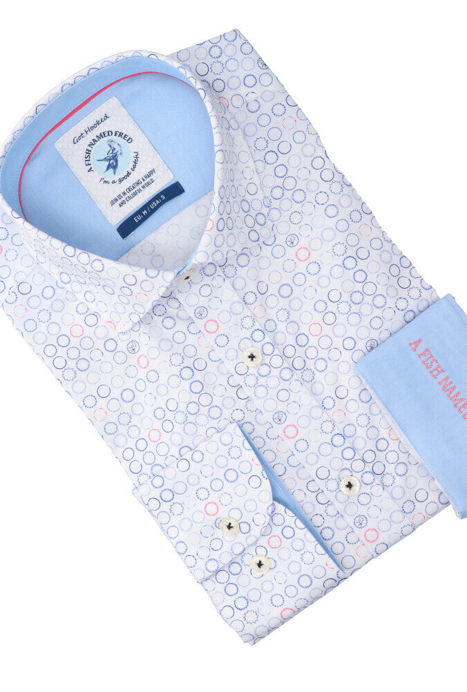 Chemise en coton Circle (coupe classique) imprimée à manches longues « Un poisson nommé Fred »