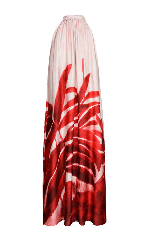 Robe rose ample à imprimé floral rouge Kobano Xandres