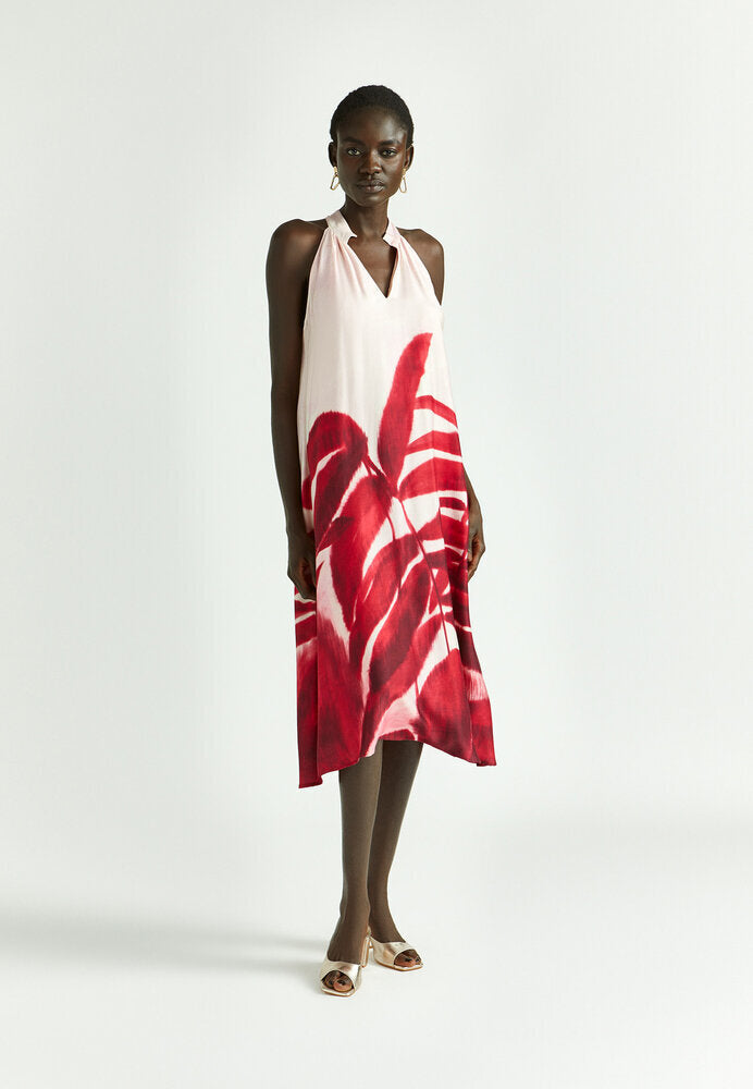 Robe rose ample à imprimé floral rouge Kobano Xandres