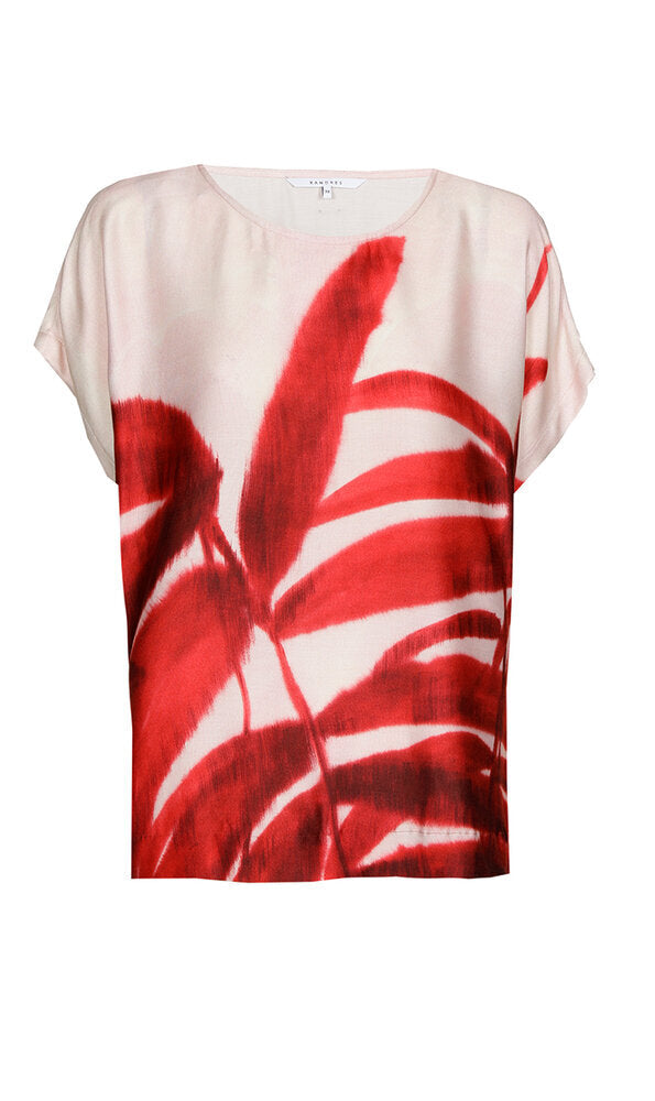 Licht roze bloes met rode bloemenprint Hidana Xandres