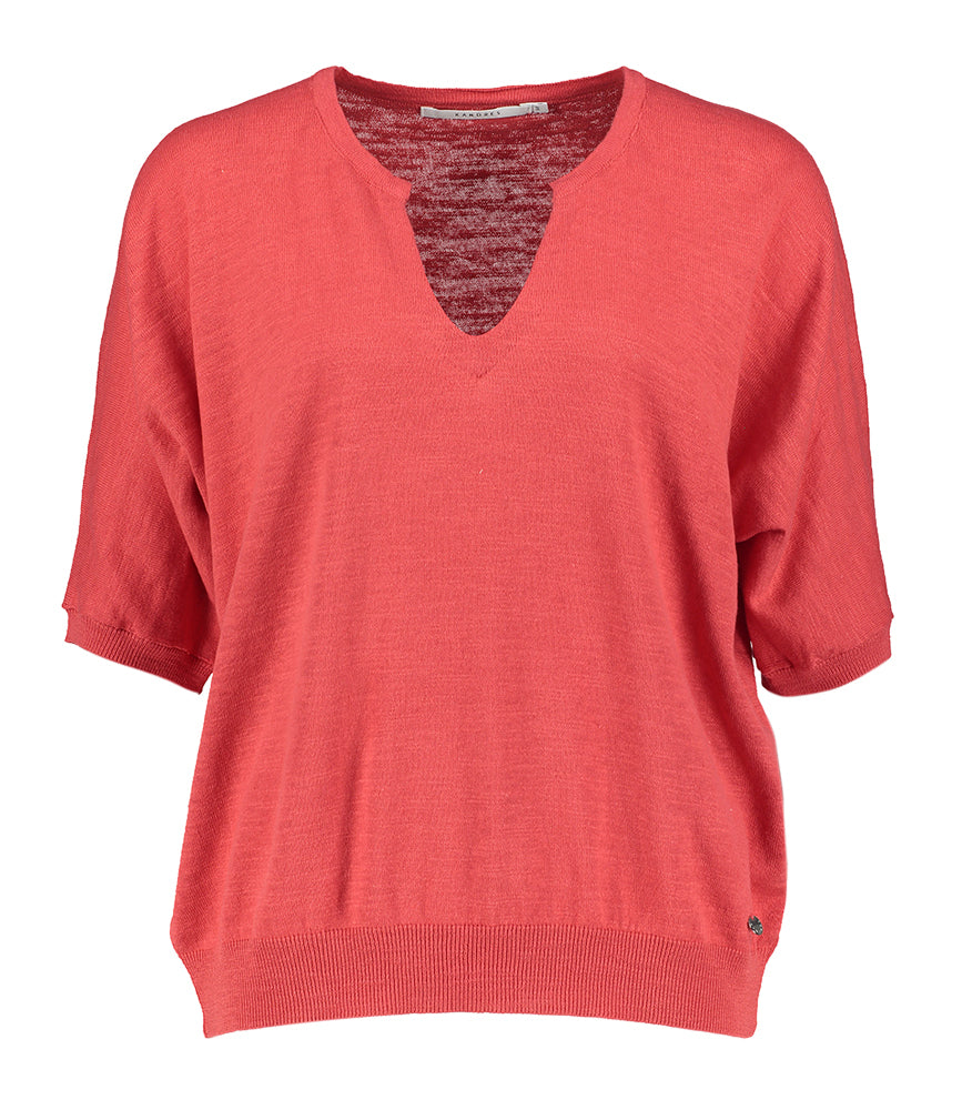 Pull rouge à col en V Romin Xandres