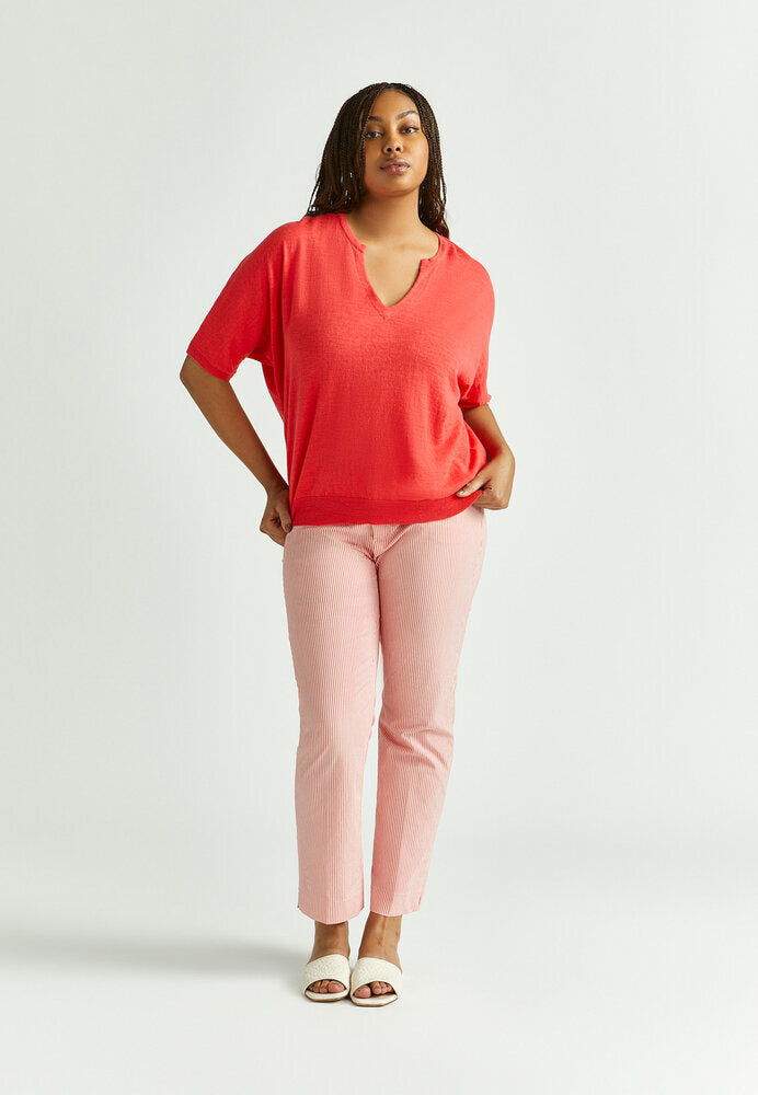 Pull rouge à col en V Romin Xandres