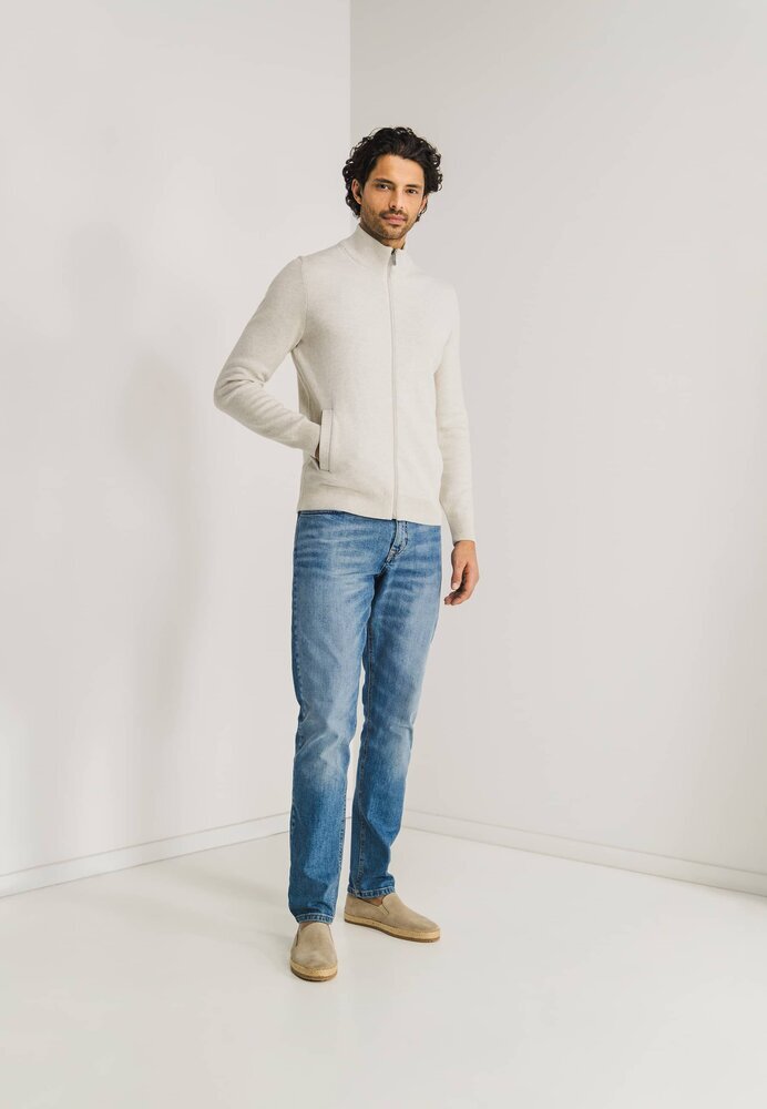 Gilet en coton beige avec fermeture éclair, à la pointe de la technologie