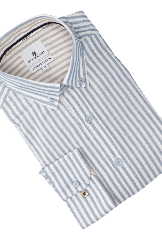 Chemise à rayures bleues (coupe classique) à manches longues State Of Art