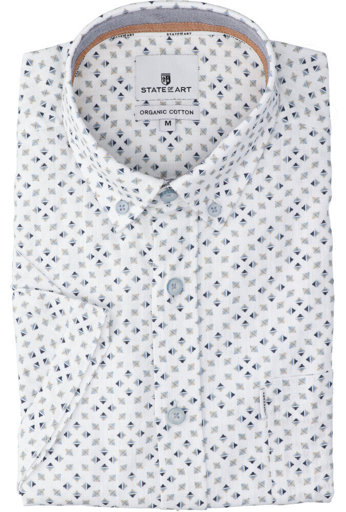Wit hemd met print ( reulara fit) met korte mouwen State Of Art