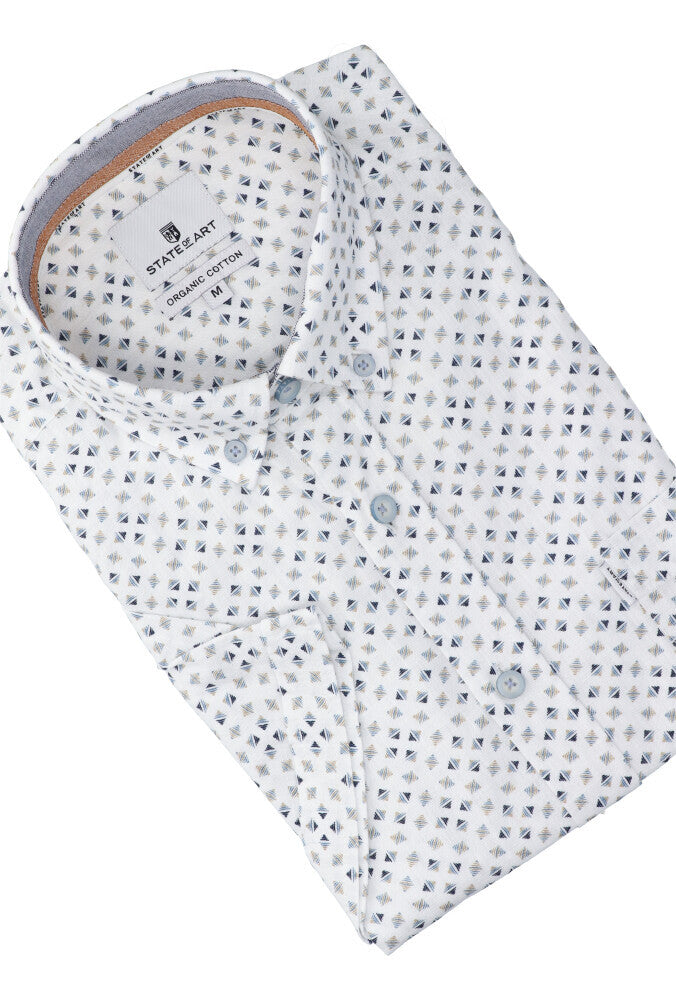 Wit hemd met print ( reulara fit) met korte mouwen State Of Art