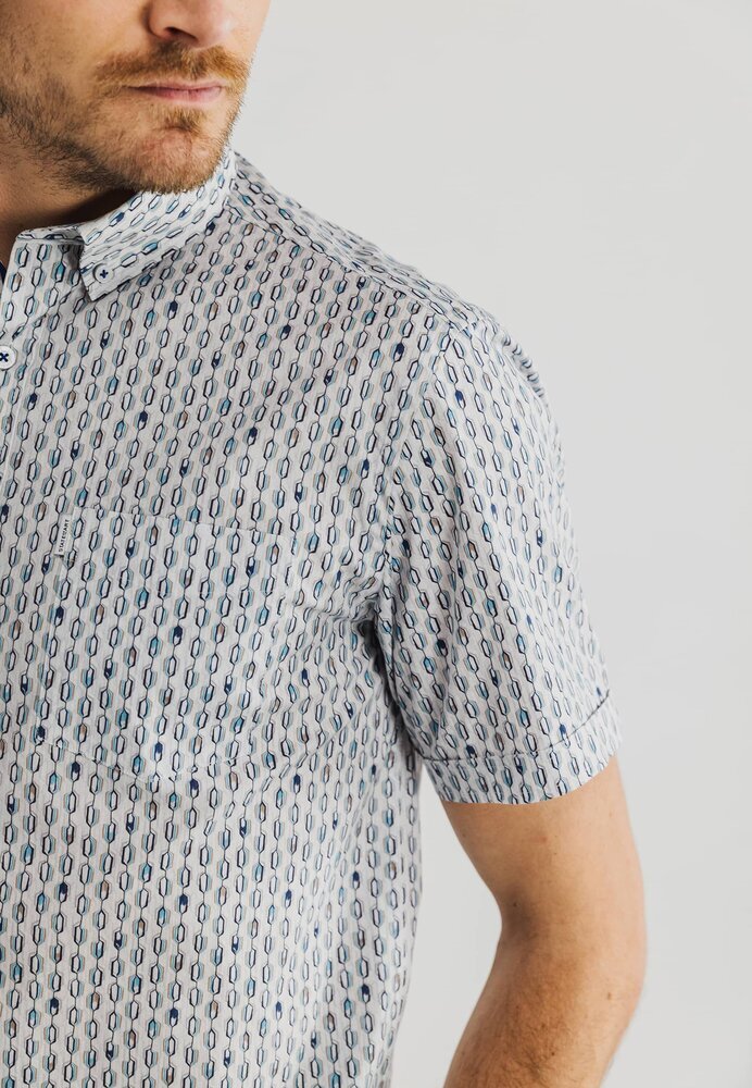 Chemise en coton blanc (coupe classique) imprimée à manches longues State Of Art