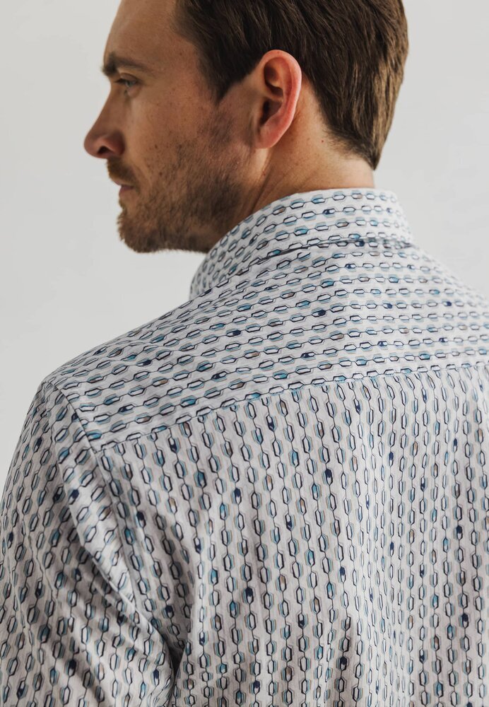 Wit katoenen hemd (regular fit) met print en lange mouwen State Of Art