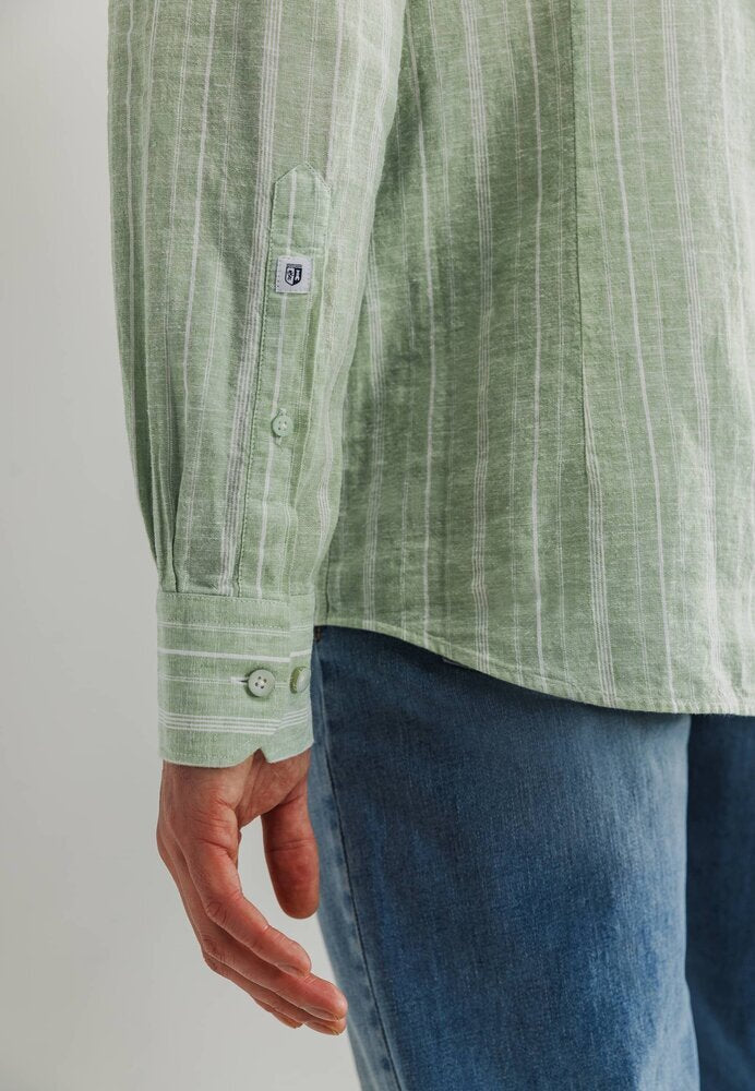 Groen gestreept hemd ( regular fit ) met lange mouwen