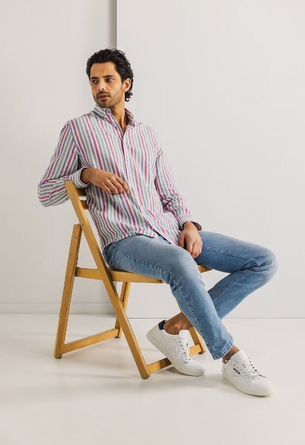 Chemise en coton rayé (coupe classique) à manches longues State Of Art