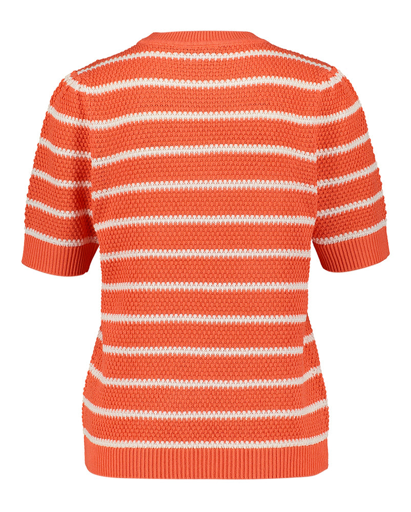 Pull en coton corail à rayures blanches Vidalo Vila