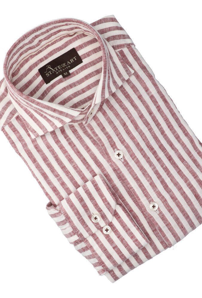 Chemise rayée blanche et rouge (photo standard) à manches longues State Of Art