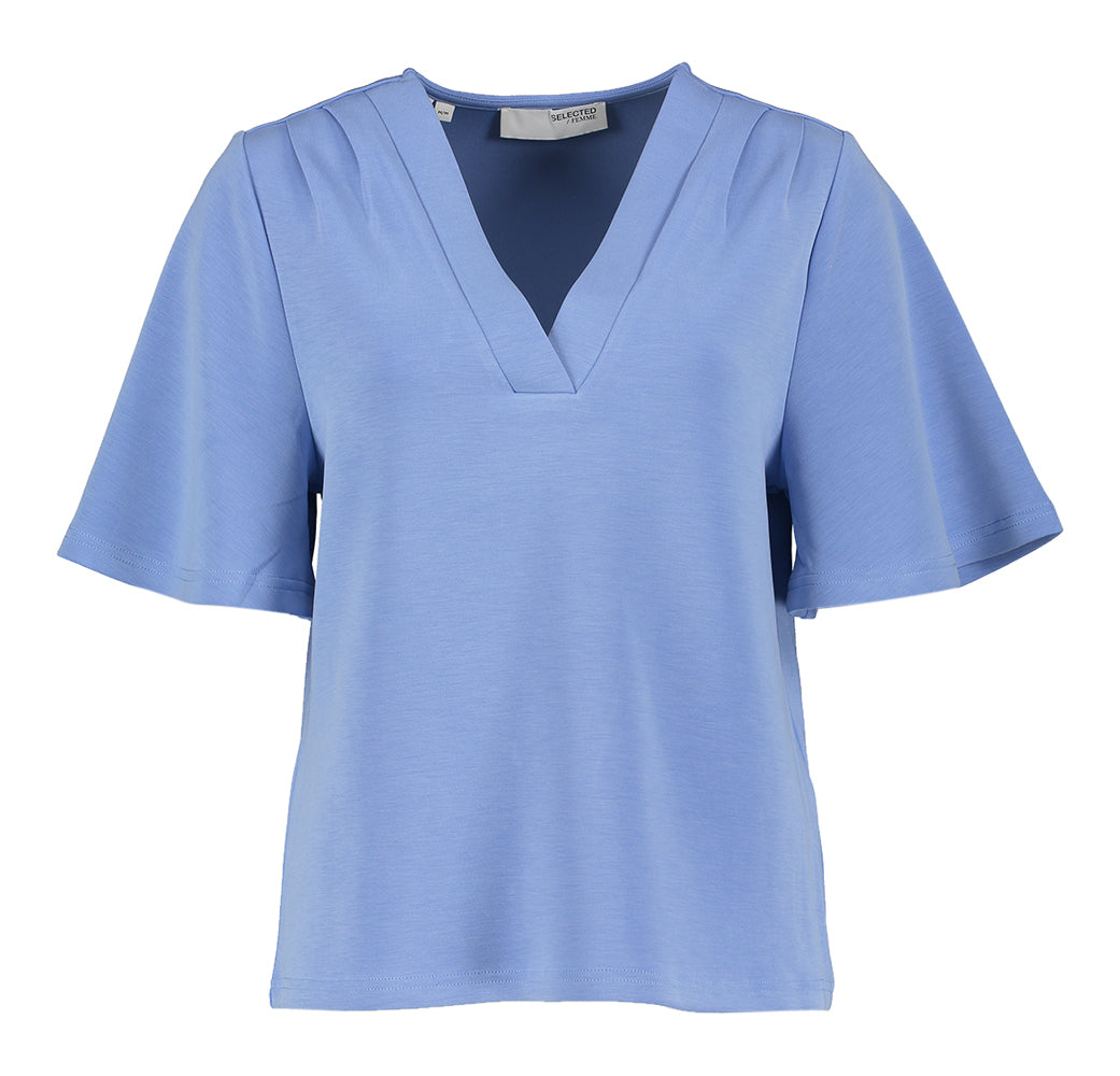 Licht blauwe pull met V hals Selected
