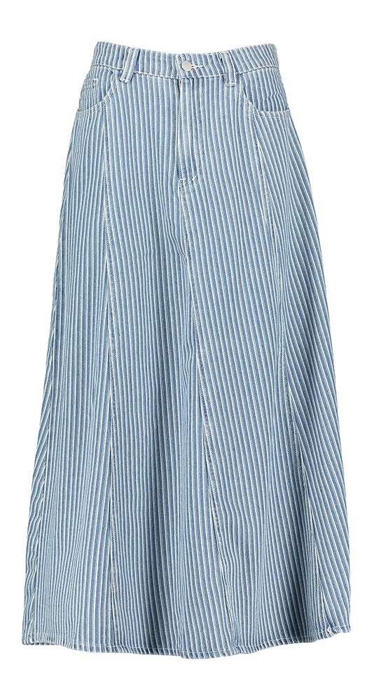 Jupe en jean bleu à rayures blanches Vikomma Vila