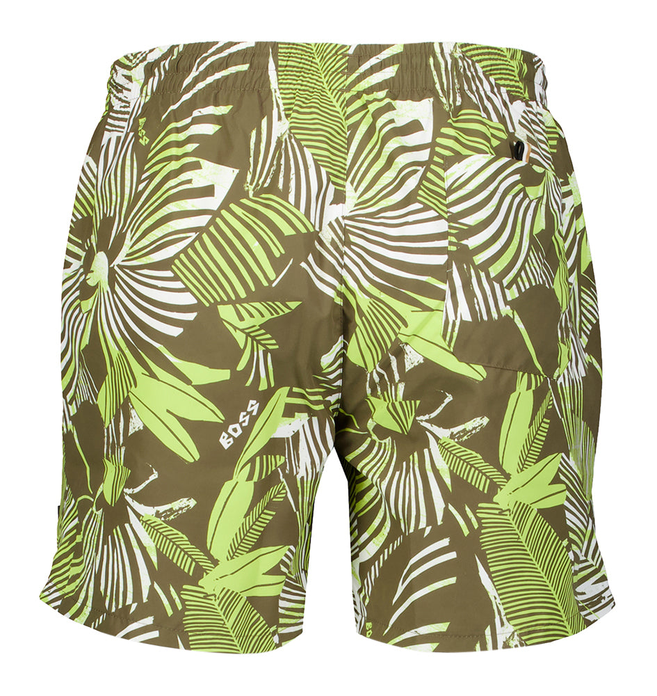 Short de bain vert imprimé Hugo Boss