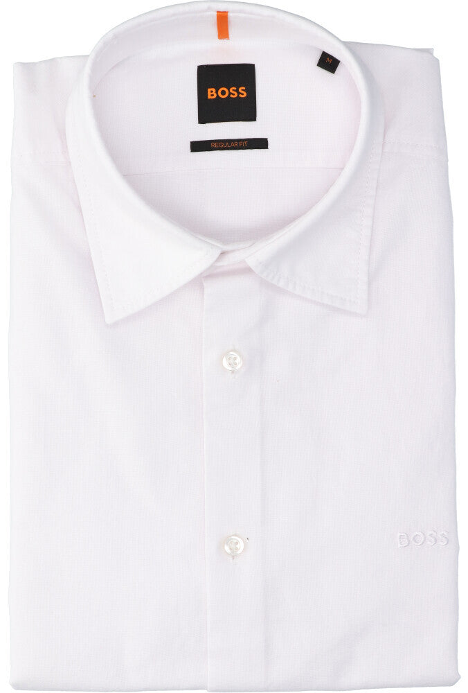 Wit linnen hemd (regular fit) met lange mouwen Hugo Boss