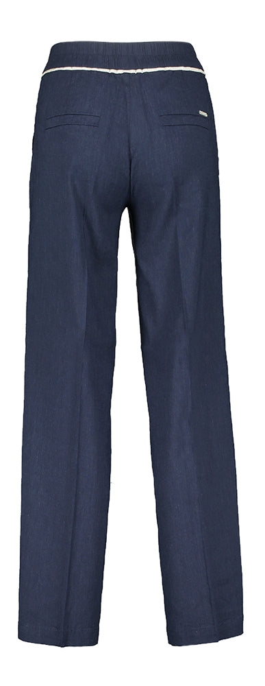 Pantalon large en lin bleu foncé Mara Wide Leg Rosner