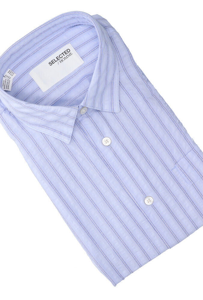 Chemise en coton cachemire (coupe classique) à rayures et manches longues - Sélectionnée