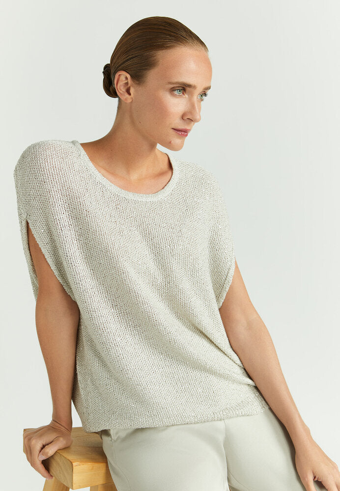 Pull taupe clair à paillettes Imara Xandres