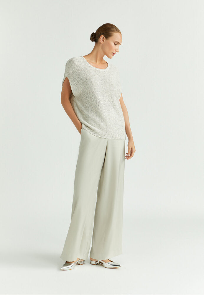 Pull taupe clair à paillettes Imara Xandres