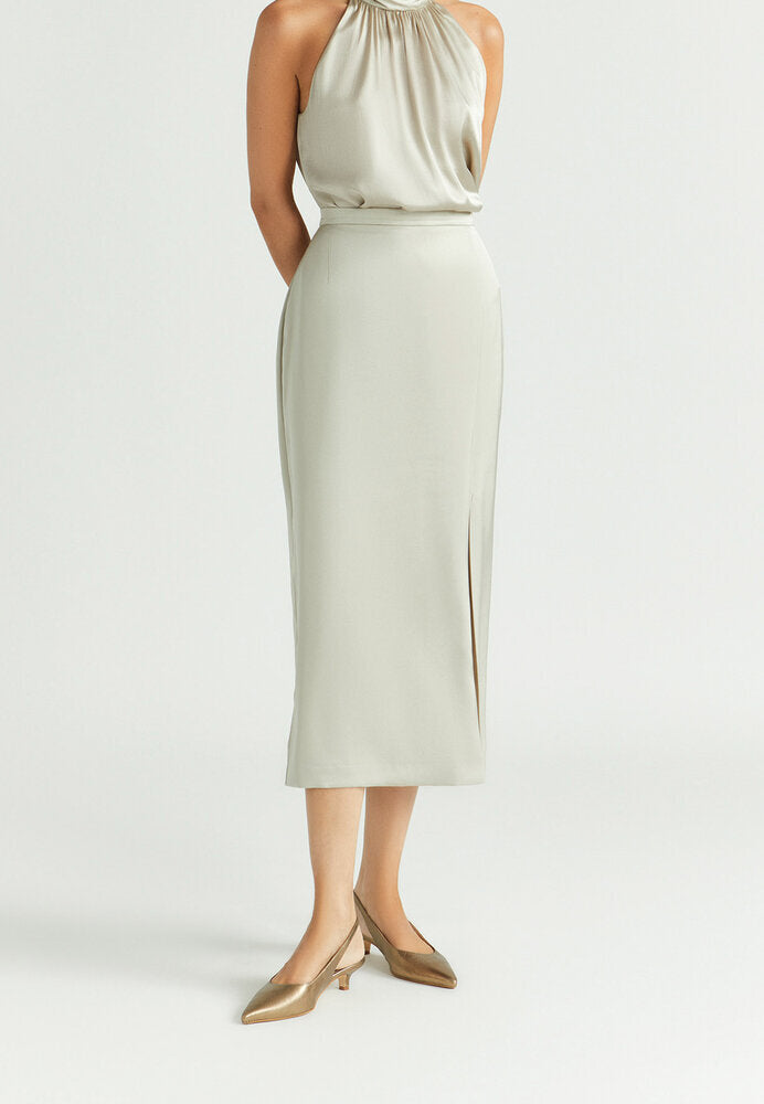 Robe de soirée beige fendue Rafi Xandres