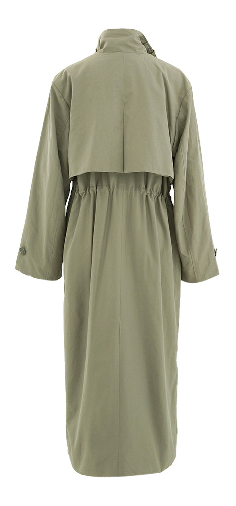 Kaki groene lange trenchcoat Selected