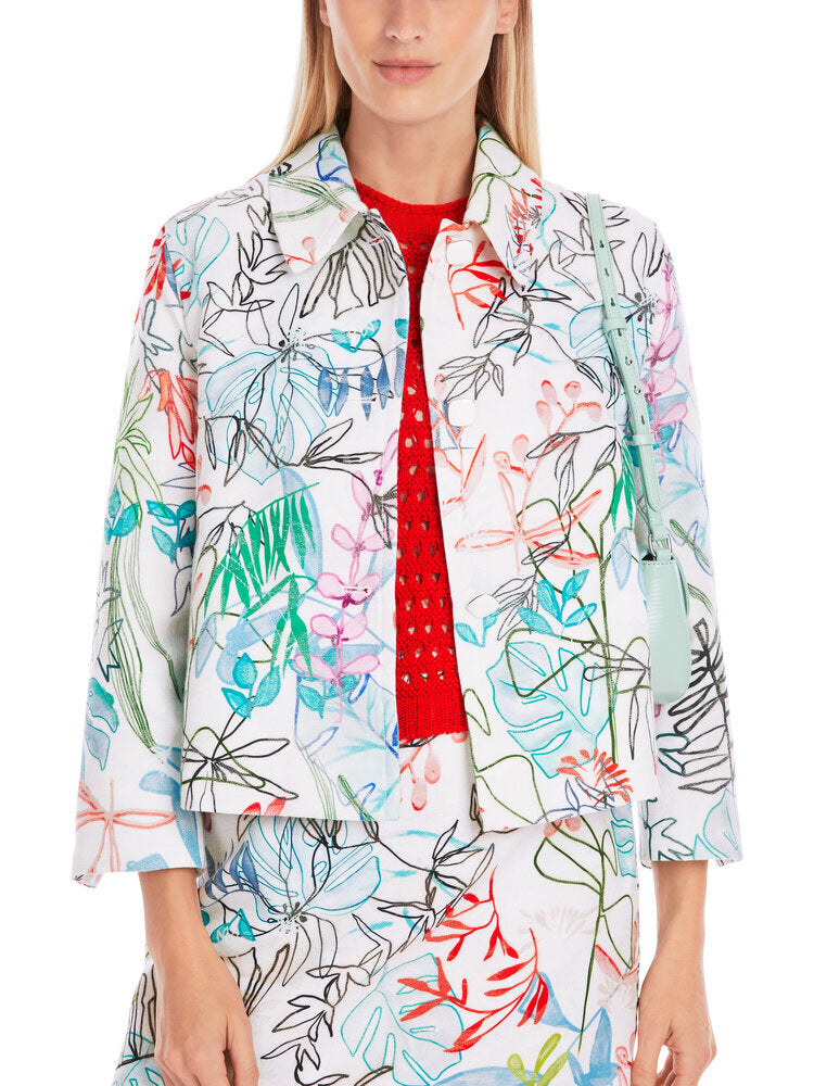 Veste courte blanche à imprimé floral Marccain
