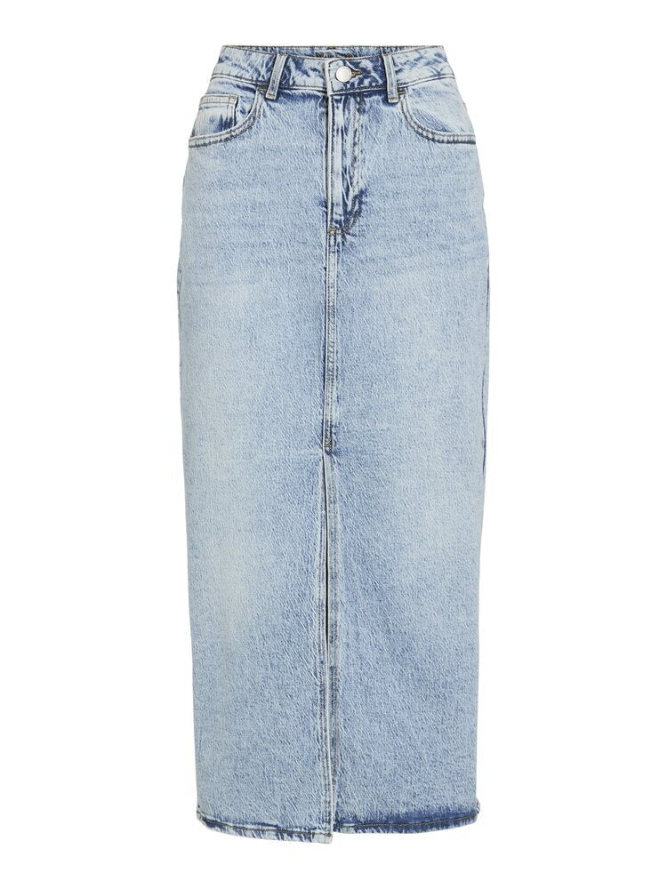 Blauwe lange jeansrok met split Cijaf Vila