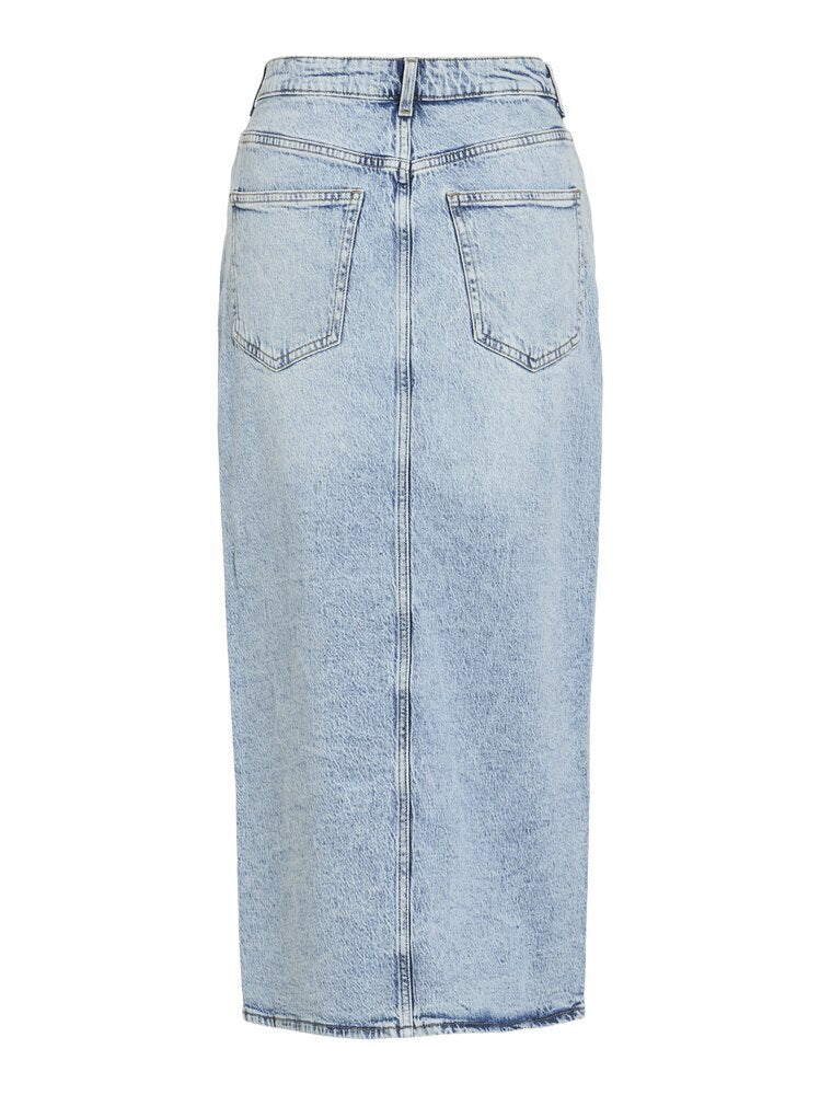 Blauwe lange jeansrok met split Cijaf Vila