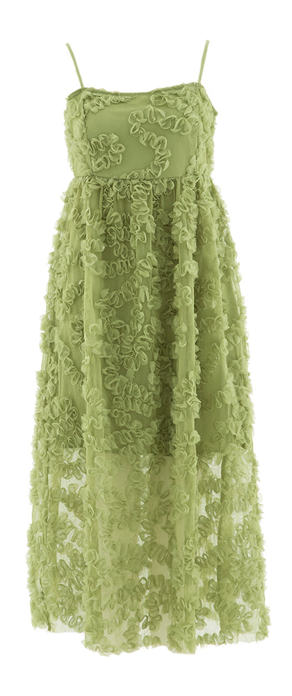 Robe longue verte à franges Vileonora Vila