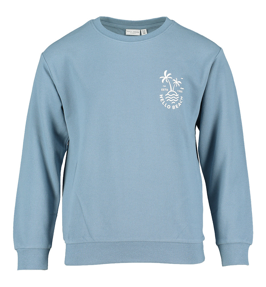 Petrolblauwe katoenen sweater met ronde hals Name It