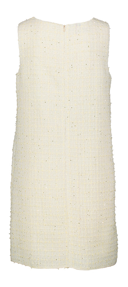 Beige mouwloze jurk met pailletten met ronde hals Rinscimento