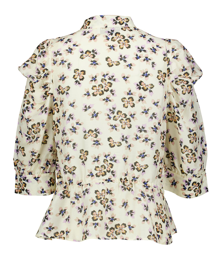Ivoorkleurige blouse met multicolor print Sonia Munthe
