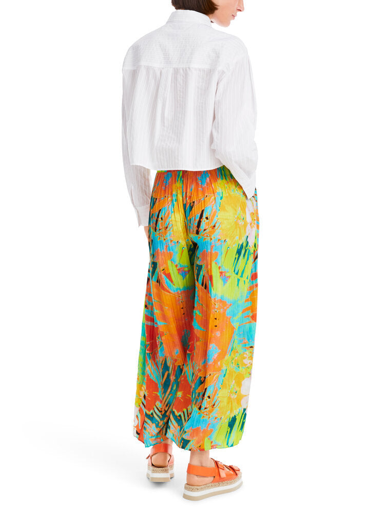Multicolor broek met plissé en elastiek Marccain Sport